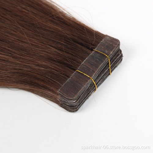 Wholesale 100% Virgin Russian Remy Tape Hair Extension Double Drawn Tape In Hair Extensions Raw Human Tape Hair for White Women